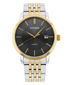 Citizen DZ0044-50H two tone stainless steel chain black analog dial men's quartz watch