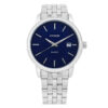 Citizen DZ0050-57L silver stainless steel chain blue analog dial men's luxury dress watch with date feature on dial