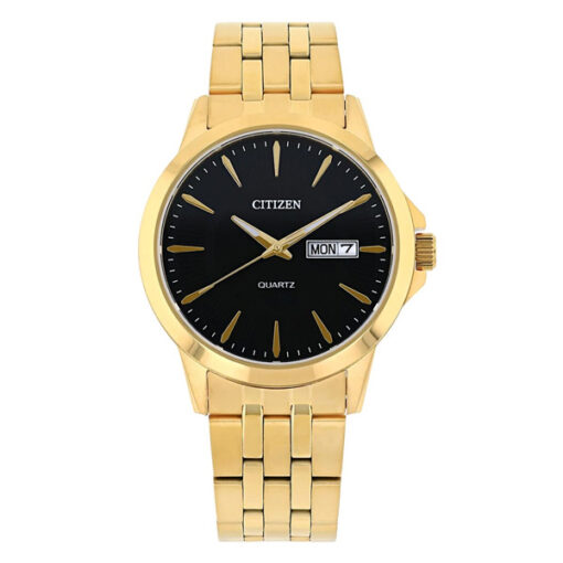 Citizen DZ5002-52E golden stainless steel chain black analog dial men's gift watch