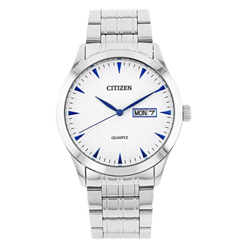 Citizen DZ5010-54A silver stainless steel chain white analog dial with date/day display feature men's wrist watch