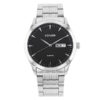 Citizen DZ5010-54E silver stainless steel chain black analog dial with date/day display feature men's hand watch