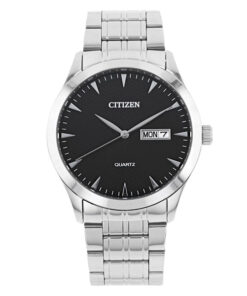 Citizen DZ5010-54E silver stainless steel chain black analog dial with date/day display feature men's hand watch