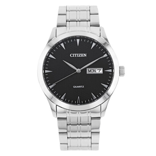 Citizen DZ5010-54E silver stainless steel chain black analog dial with date/day display feature men's hand watch