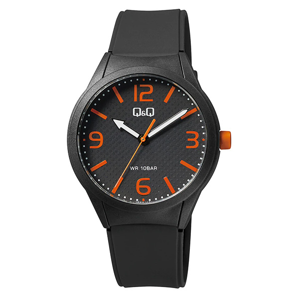 Q&Q VR28J028Y black resin band numeric dial youth wrist watch