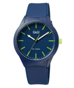 Q&Q VR28J029Y blue resin band embossed dial unisex analog sporty look watch