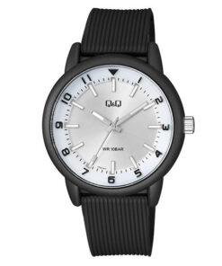 Q&Q VR52J011Y black resin band silver analog numeric dial casual youth watch