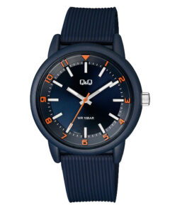 Q&Q VR52J017Y blue rsin band round analog dial youth quartz watch