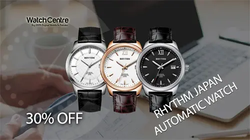 Rhythm AV1503L men's analog leather automatic watches video review