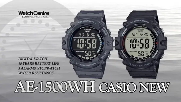 Casio new digital wrist watch AE 1500WH in black resin strap & big dial
