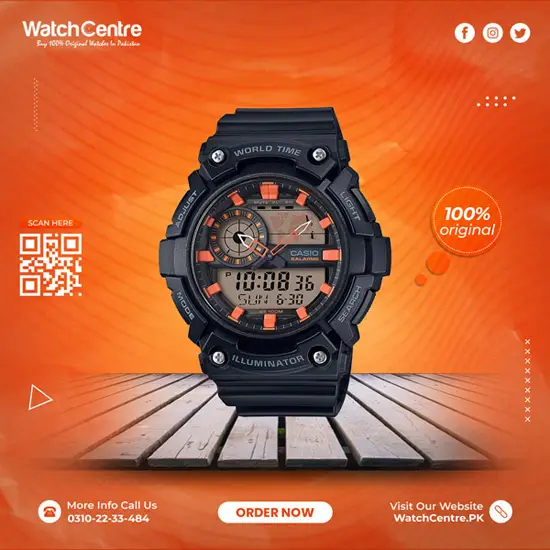 Casio AEQ-200W-1A2 world time series men's analog digital combination digital sports wrist watch