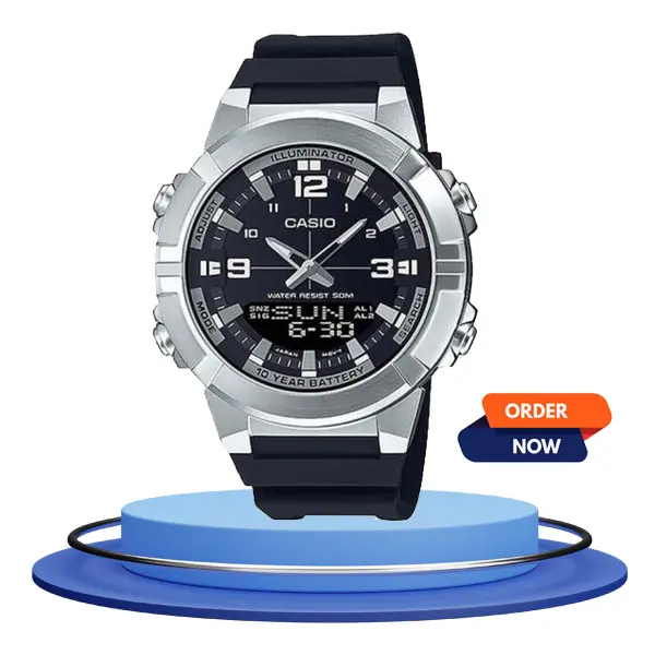 amw-870-1av Casio new analog digital wrist watch in black resin strap
