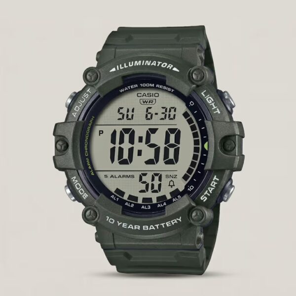 Casio AE-1500WHX-3AV green Resin Band Big Dial Digital youth Wrist Watch
