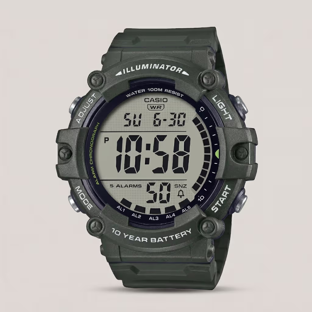 Casio AE-1500WHX-3AV green Resin Band Big Dial Digital youth Wrist Watch