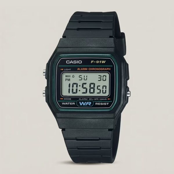 Casio F-91W-3D black resin band vintage series digital square wrist watch