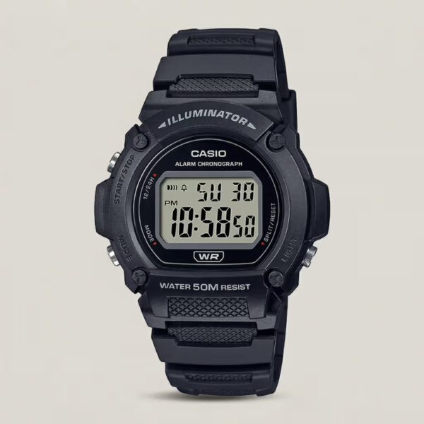 Casio W-219H-1AV Black Resin band Youth Digital Wrist Watch with LED Light & Waterproof