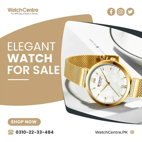 Curren 9067 golden mesh chain & white analog dial ladies quartz dress wrist watch