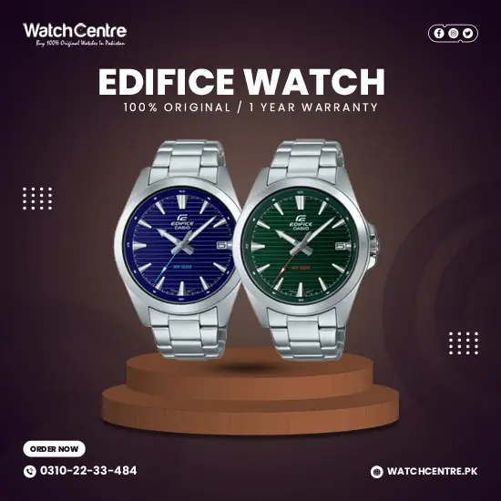EFV 140D Casio Edifice Men's Analog Wrist Watch in Silver Steel Chain & Water Resistance Dial
