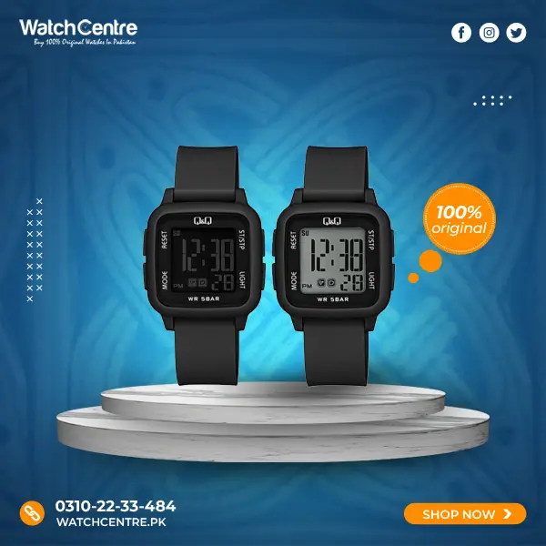 Q&Q G02A series digital watches in black resin band