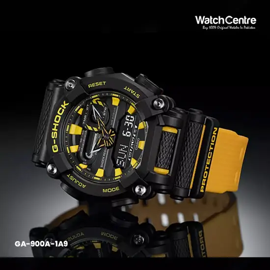 Casio G-shock GA-900-1A9 yellow resin ban analog digital dial men's sports watch