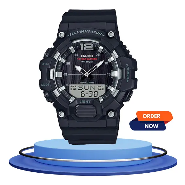 mtp-vc01l-2e black resin strap & analog digital dial men's youth wrist watch