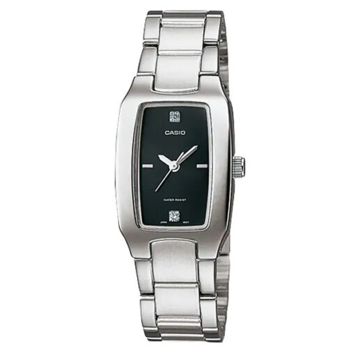 Casio ltp-1165A-1c2 Silver stainless steel chain with black analog Dial ladies dress watch