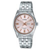 Casio LTP-1335D-4A silver stainless steel chain rose gold dial ladies dress watch