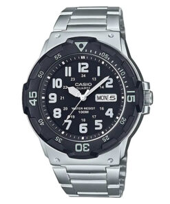 Casio MRW-200HD-1B silver stainless steel chain black numeric dial men's wrist watch