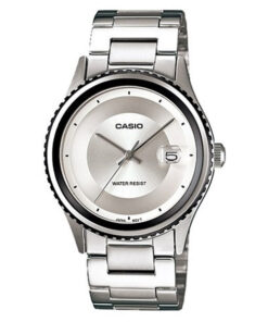 Casio MTP-1365D-7A silver stainless steel chain round analog dial men's wrist watch