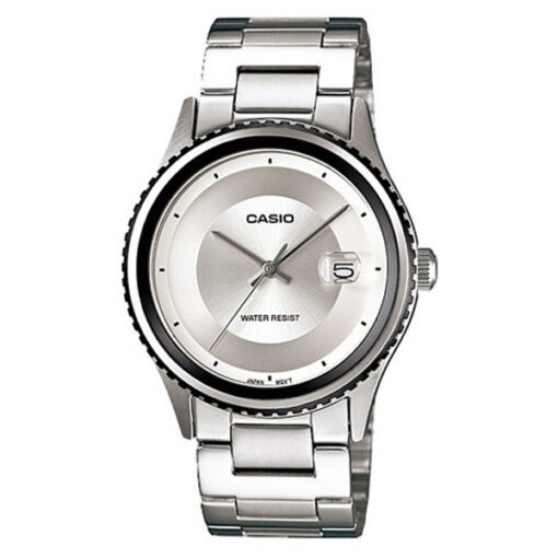 Casio MTP-1365D-7A silver stainless steel chain round analog dial men's wrist watch
