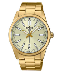 Casio MTP-VD02G-9E golden stainless steel chain round analog dial men's luxury gift watch