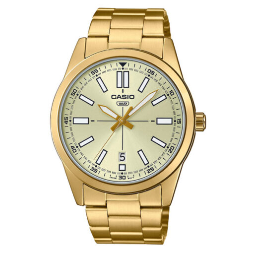 Casio MTP-VD02G-9E golden stainless steel chain round analog dial men's luxury gift watch