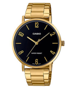 Casio MTP-VT01G-1B2 golden stainless steel chain black numeric dial men's gift watch