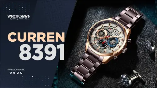 Curren 8391 brown stainless steel grey chronograph dial men's dress watch video review