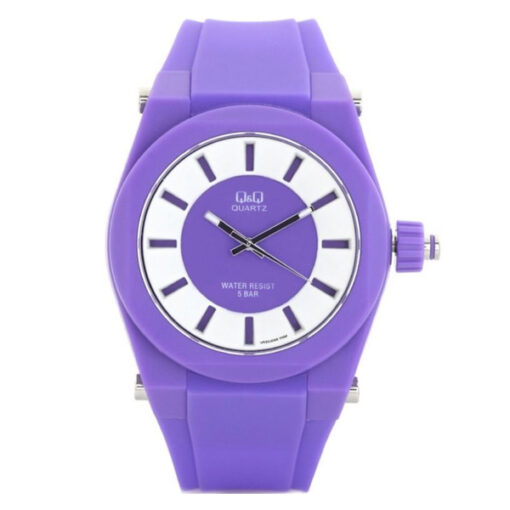 Q&Q VR32J005Y purple silicone band round dial girls analog wrist watch