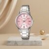Casio LTP 1303D 4A pink dial ladies simple analog wrist watch