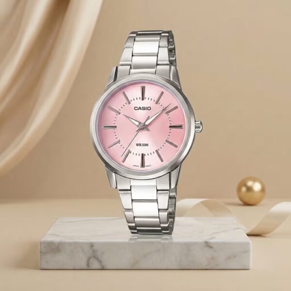 Casio LTP 1303D 4A pink dial ladies simple analog wrist watch