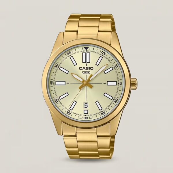 Casio MTP-VD02G-9E golden stainless steel chain round analog dial men's luxury gift watch
