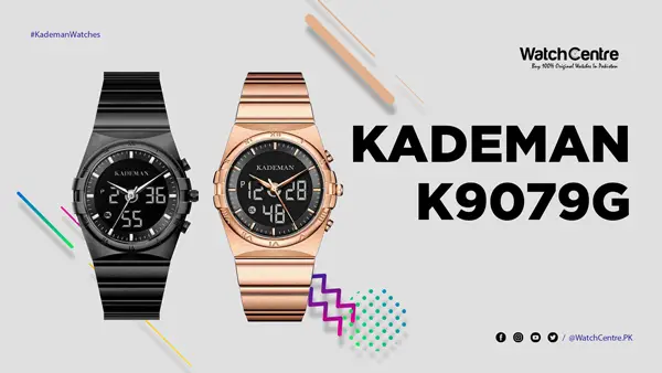 kademan k9079g analog digital dress watches in stainless steel chain video review