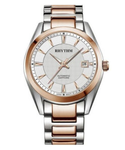 Rhythm A1401S04 two tone stainless steel chain & white analog dial men's hand watch