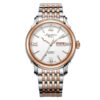 Rhythm A1512S04 two tone stainless steel chain & white analog dial men's stylish watch