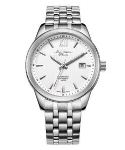 Rhythm AS1611S01 silver stainless steel chain & white analog dial men's classical watch