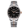 Rhythm AS1612S10 silver stainless steel band & sapphire glass black analog dial men's automatic dress watch