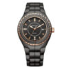 Rhythm C1107C04 black stainless steel band & sapphire glass black analog dial women luxury watch