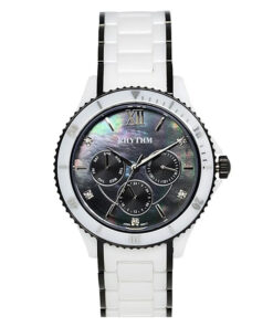 Rhythm C1401T02 two tone stainless steel band & sapphire glass black multi hand dial ladies fashion watch