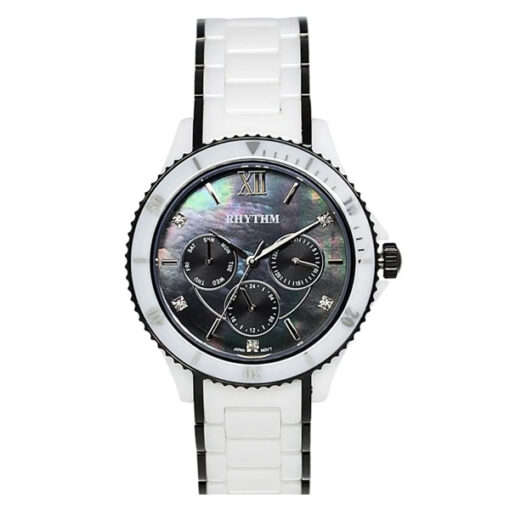 Rhythm C1401T02 two tone stainless steel band & sapphire glass black multi hand dial ladies fashion watch