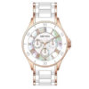 Rhythm C1402T04 two tone stainless steel band & sapphire glass white multi hand dial ladies dress watch