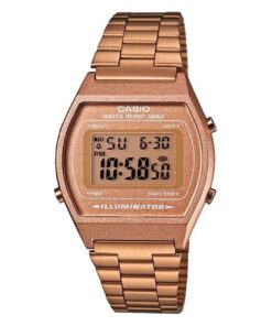 Casio B640WC-5A rose gold stainless steel chain square digital vintage dress watch