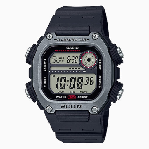 Casio DW-291H-1A black resin band square shape digital dial 200M WR youth watch