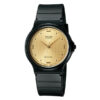 Casio MQ-76-9A black resin band golden analog dial youth dress watch