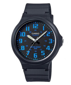 Casio MW-240-2B black resin band & black/blue numeric dial casual watch